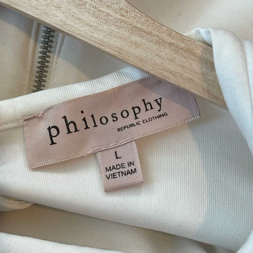 Philosophy Scuba Ruffle Flutter Sleeve Back Exposed Zip Pullover Blouse Size L